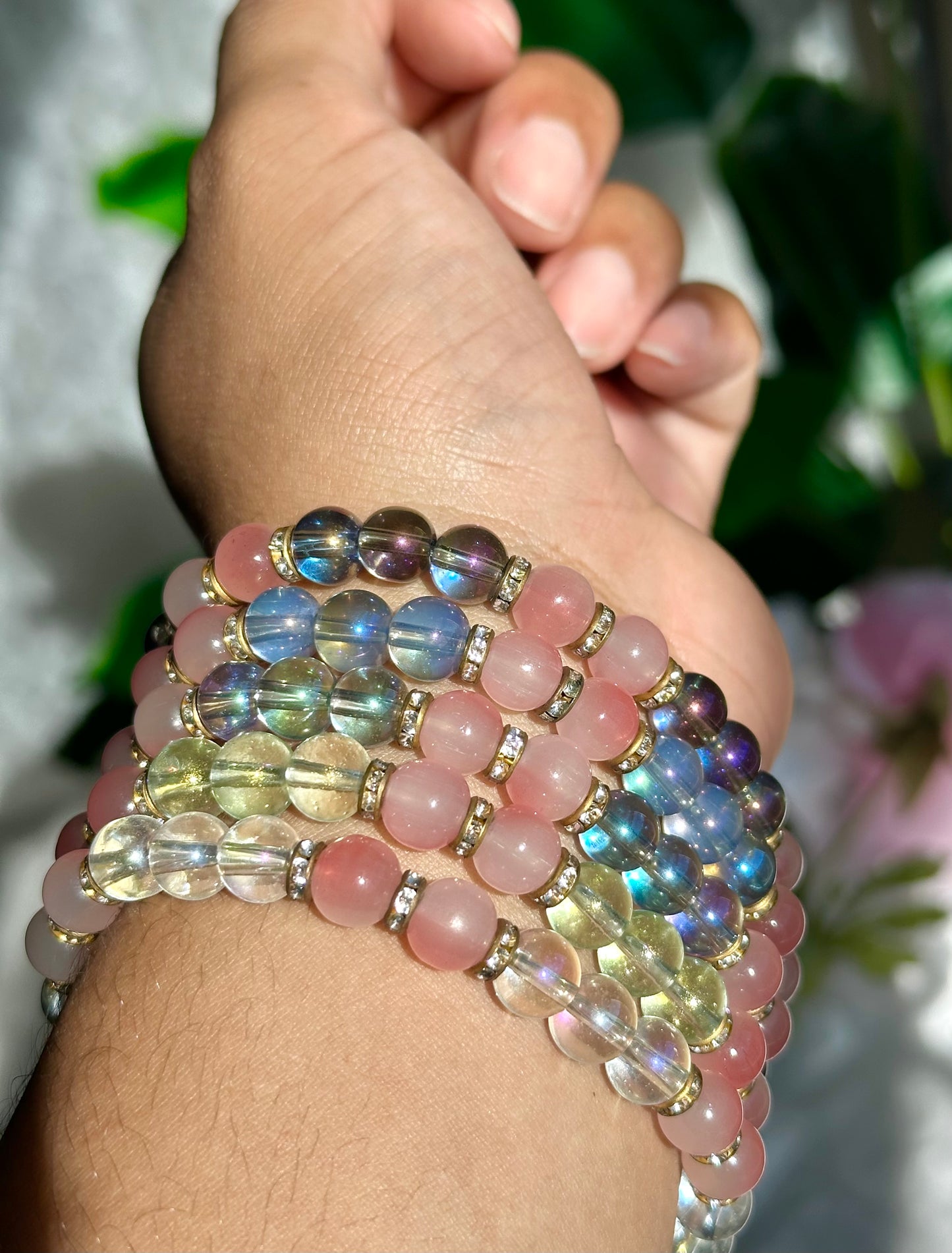 Pink Iridescent Bracelets Collection