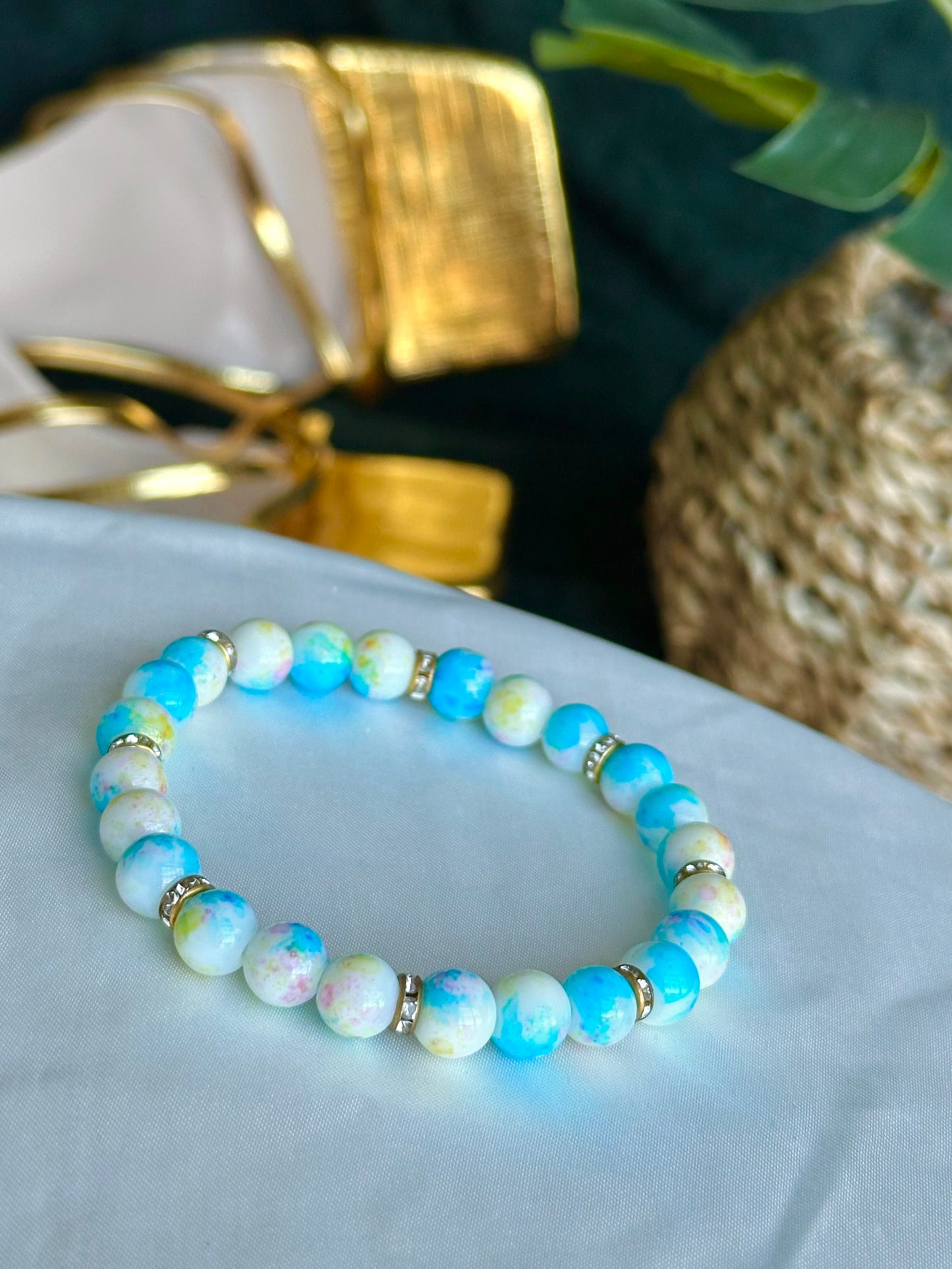 Blue/Yellow Marbled Bracelets