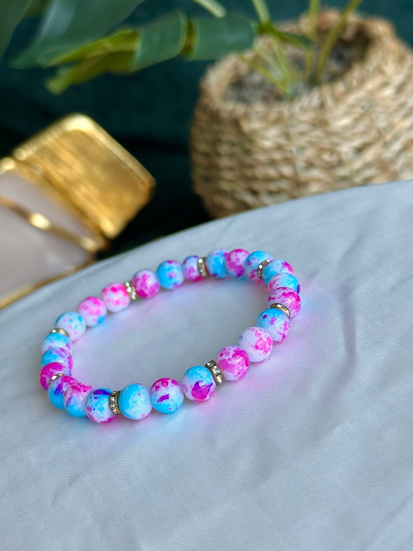 Pink/Blue Marbled Bracelets