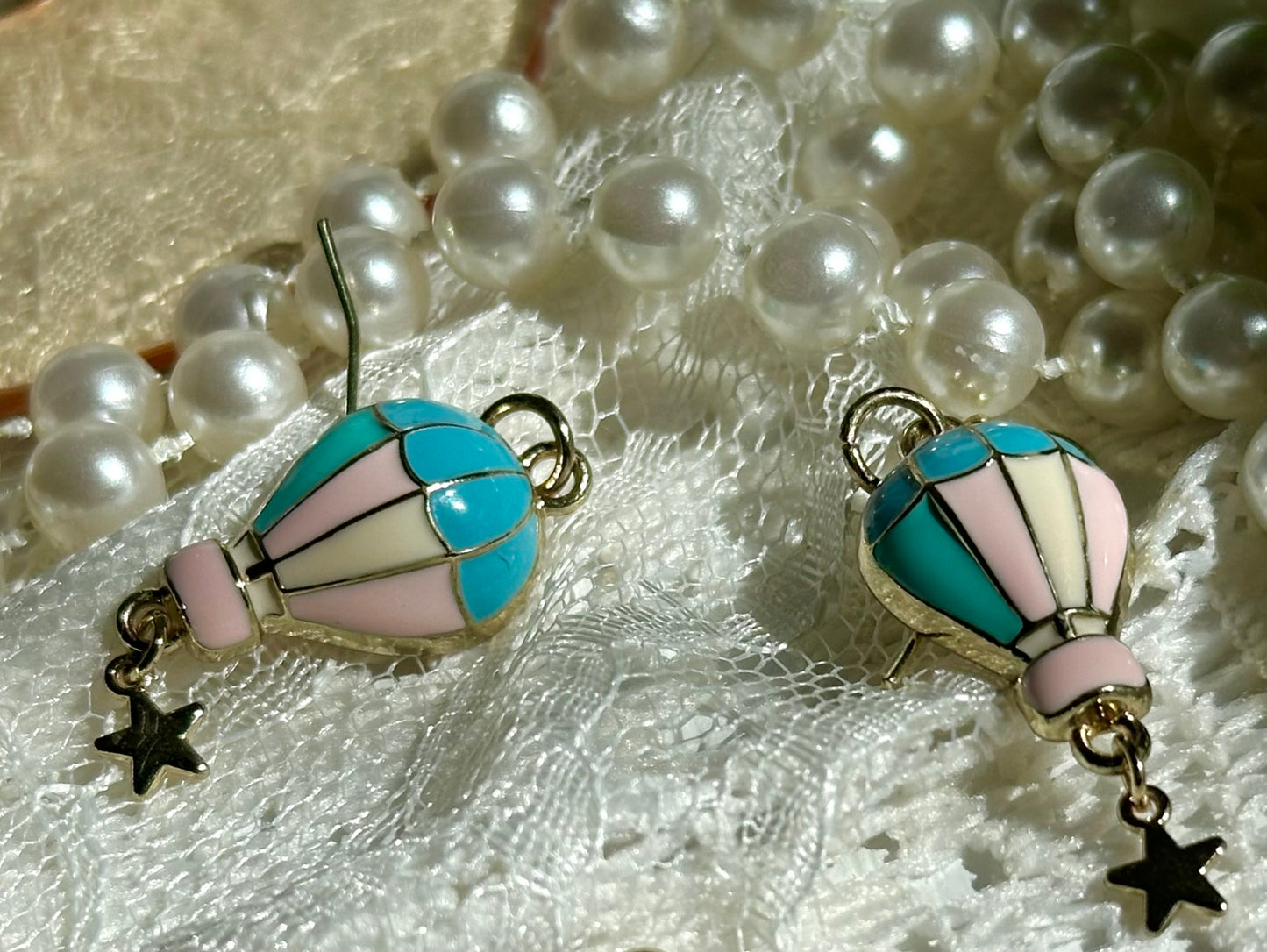 Pastel Hot Air Balloon Necklace & Earrings set