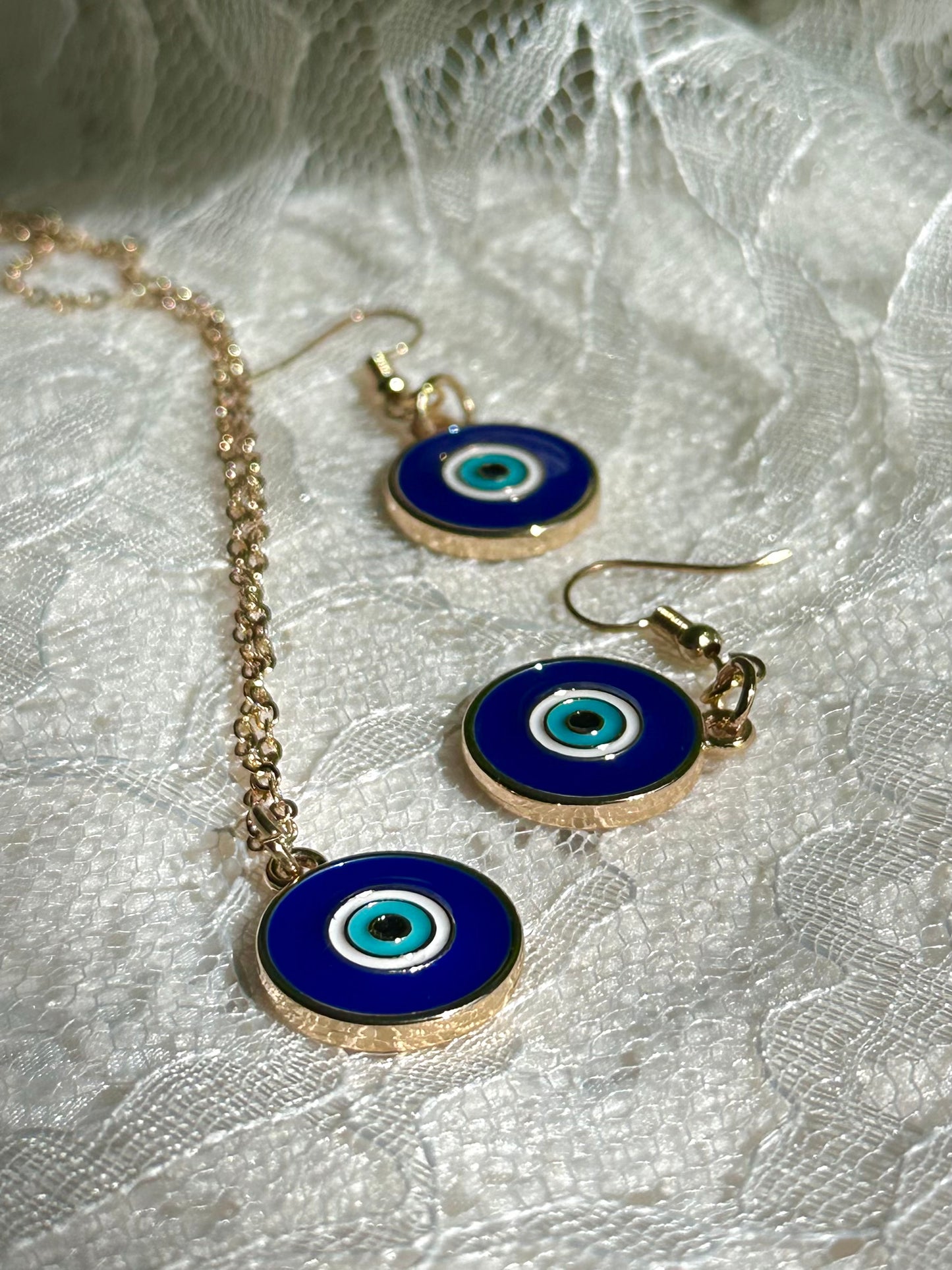 Nazar Amulet Necklace & Earrings set (Reversible)