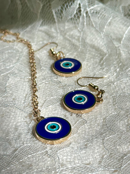 Nazar Amulet Necklace & Earrings set (Reversible)