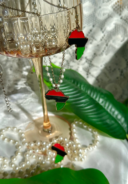 Pan-African Flag Necklace & Earrings set