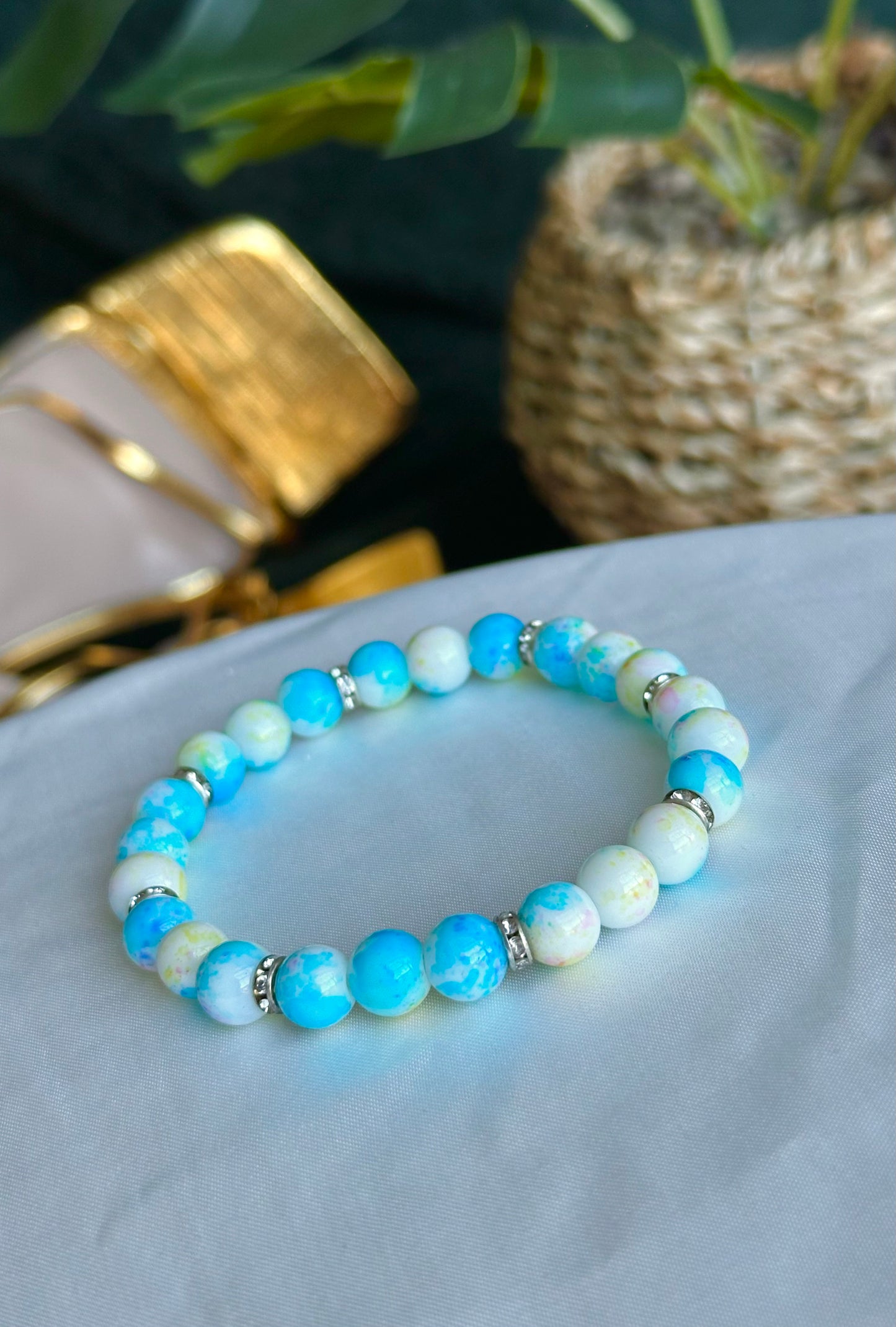 Blue/Yellow Marbled Bracelets