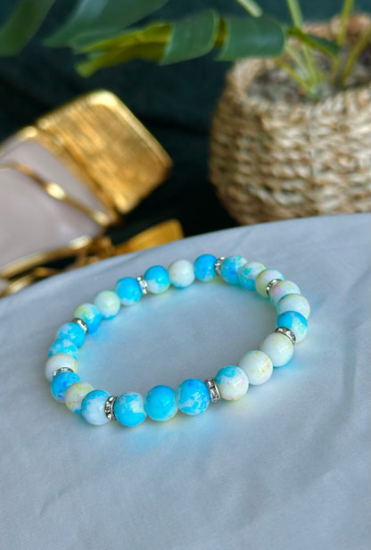 Blue/Yellow Marbled Bracelets