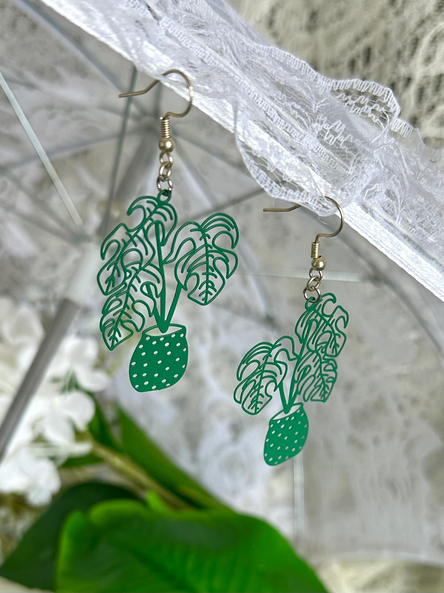 Monstera Plant Earrings