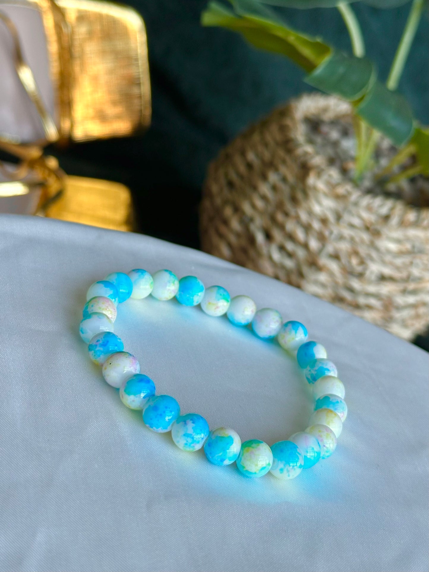Blue/Yellow Marbled Bracelets