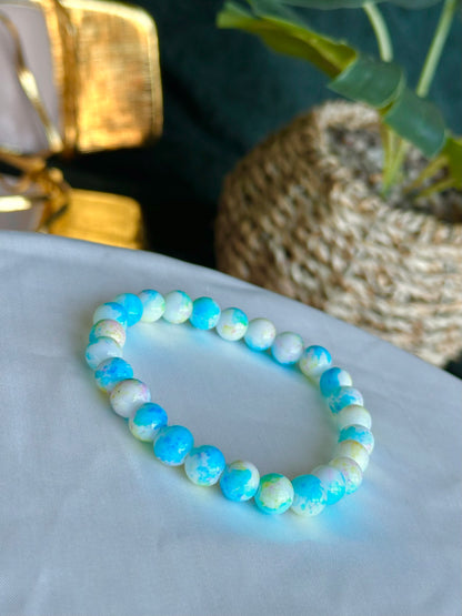 Blue/Yellow Marbled Bracelets