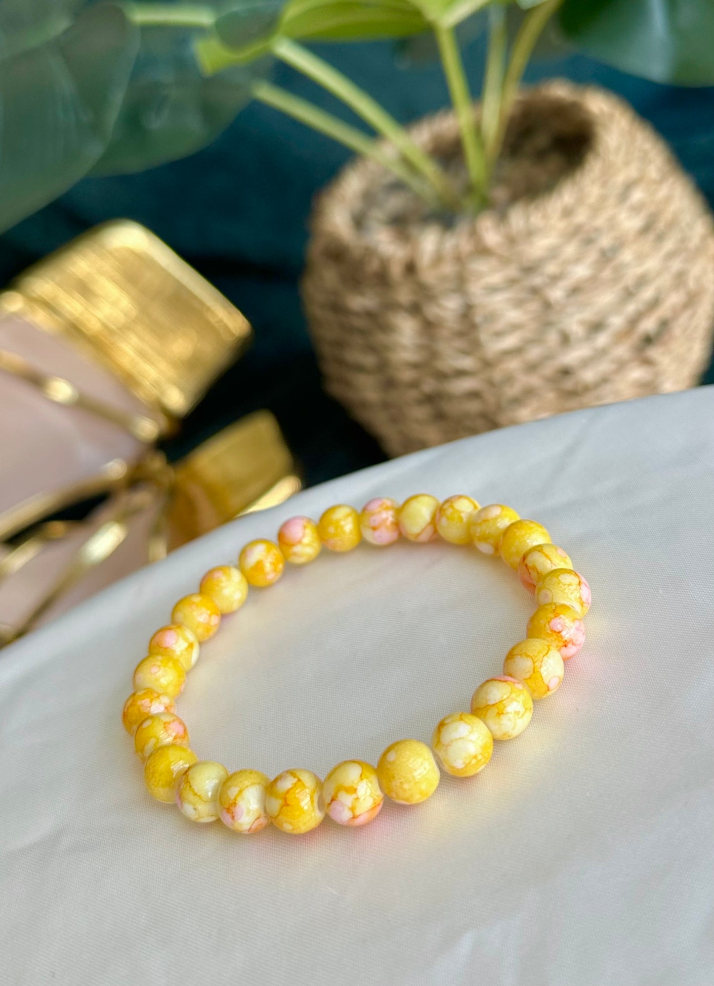 Yellow Marbled Bracelets