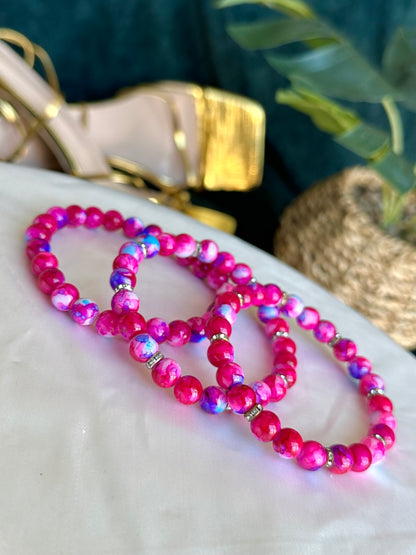 Raspberry Pink Marbled Bracelets