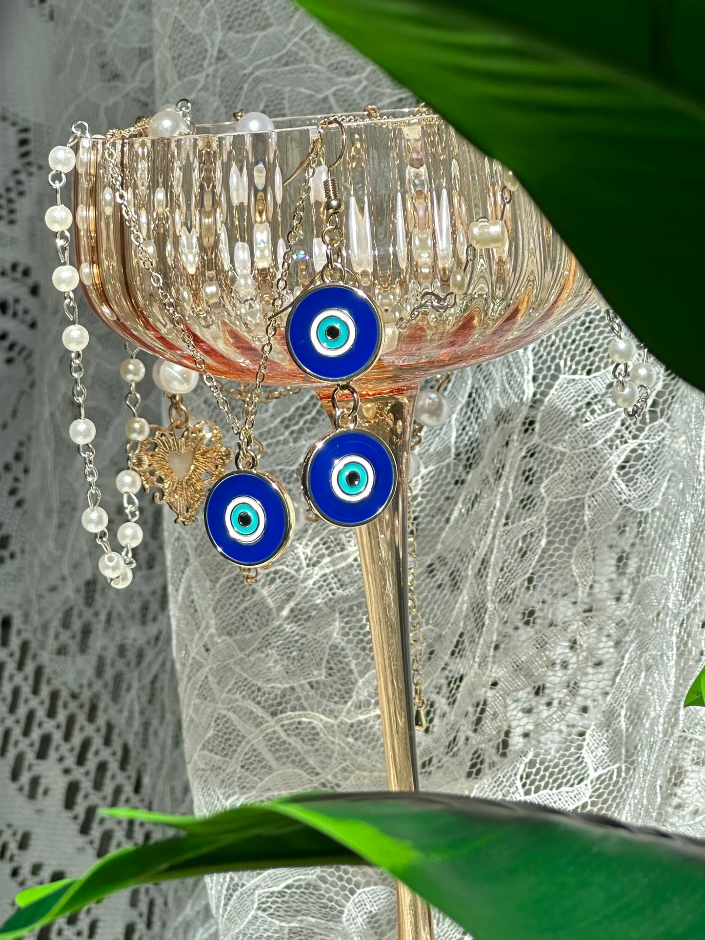 Nazar Amulet Necklace & Earrings set (Reversible)