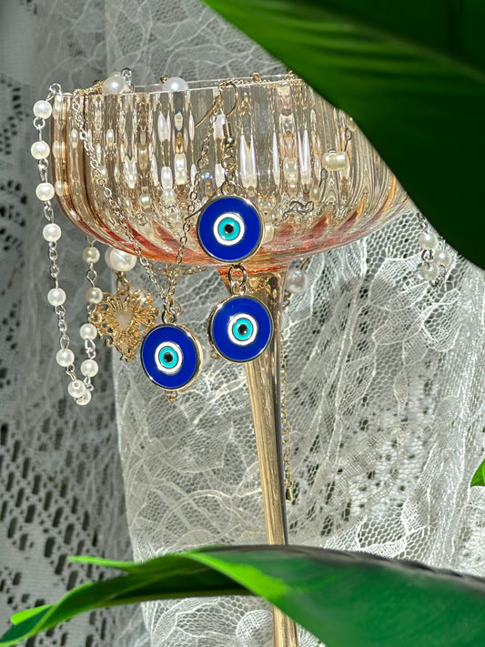 Nazar Amulet Necklace & Earrings set (Reversible)