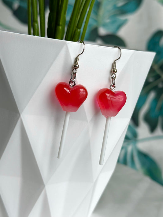 Red Heart Lollipops Earrings