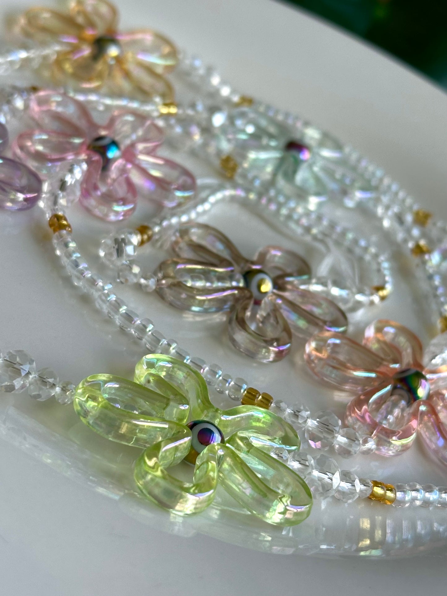 Iridescent Flowers Waist Beads
