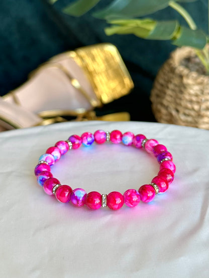 Raspberry Pink Marbled Bracelets