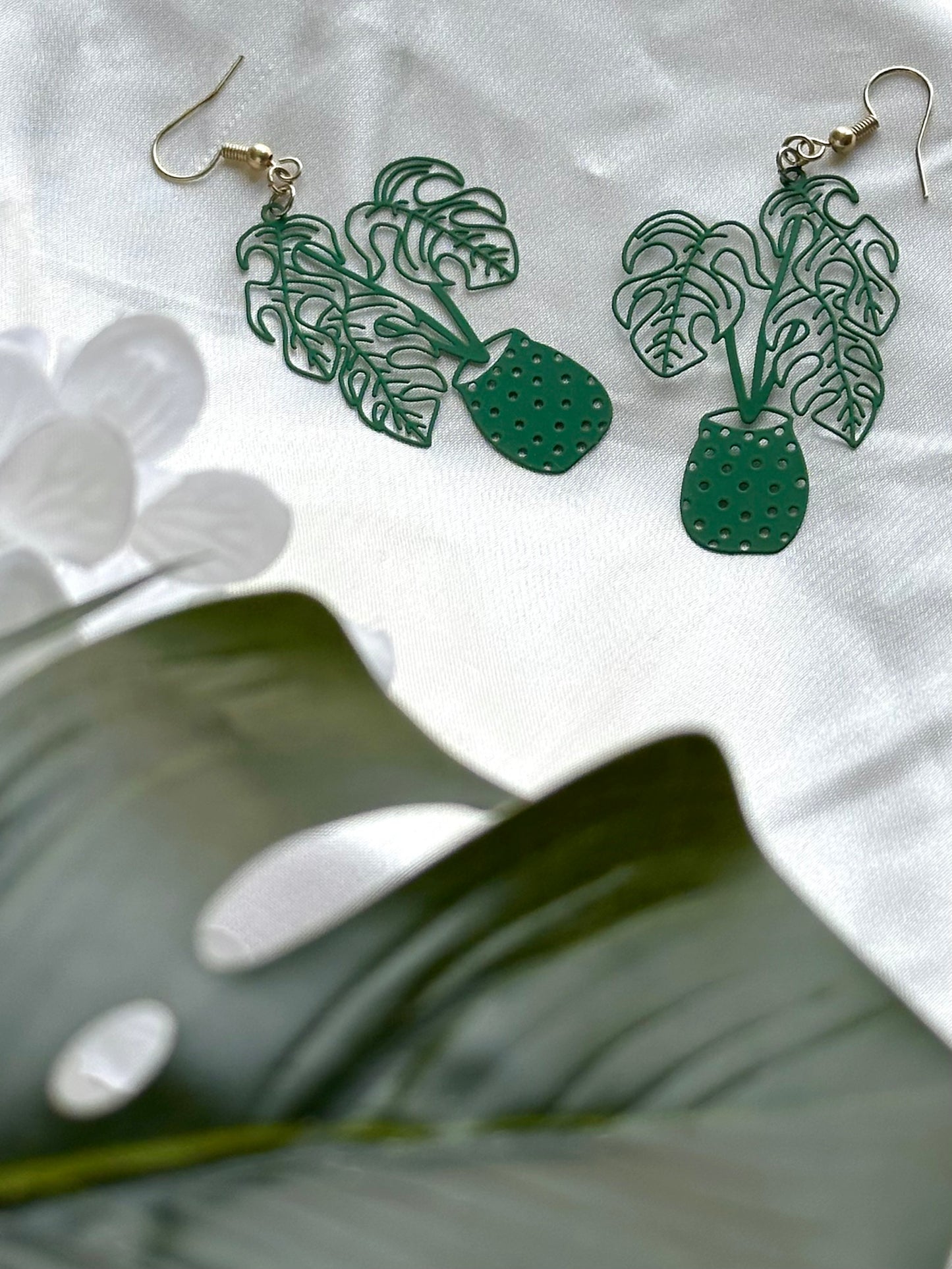 Monstera Plant Earrings
