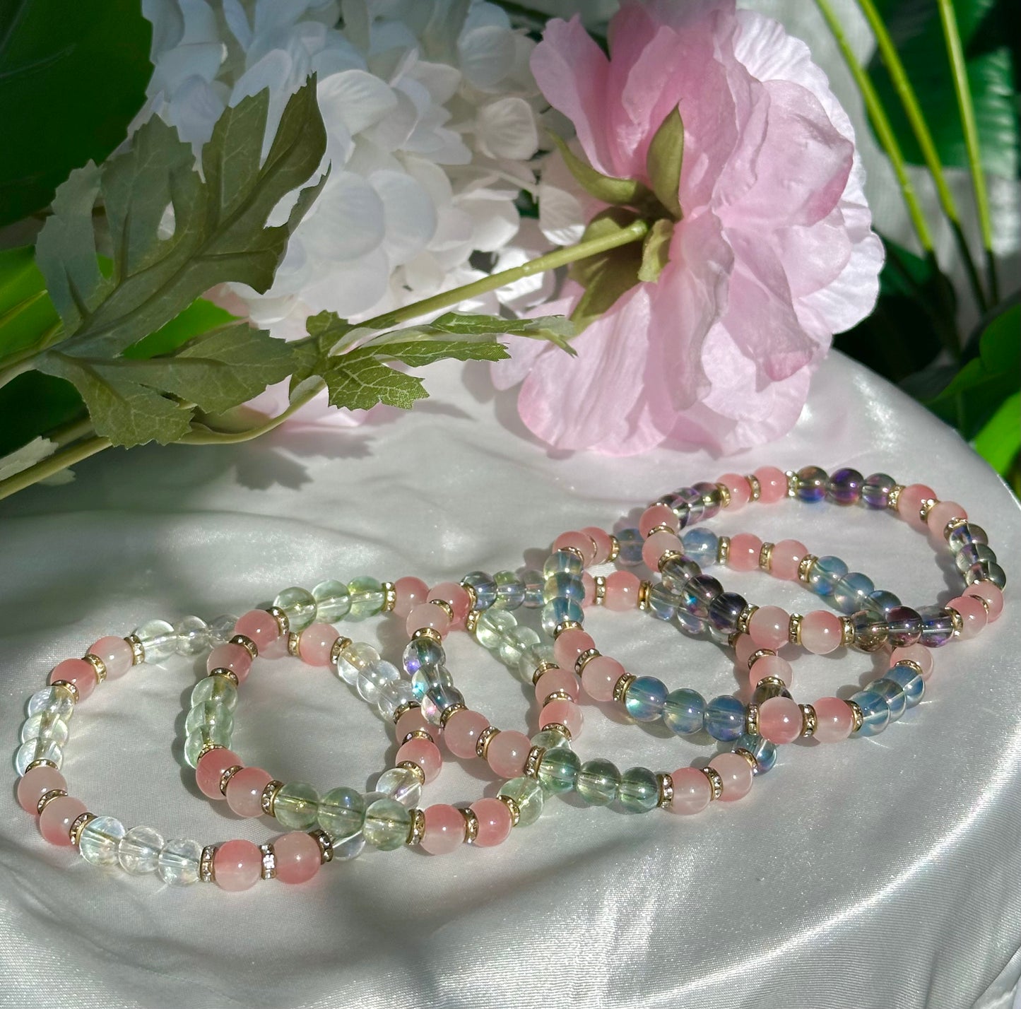 Pink Iridescent Bracelets Collection