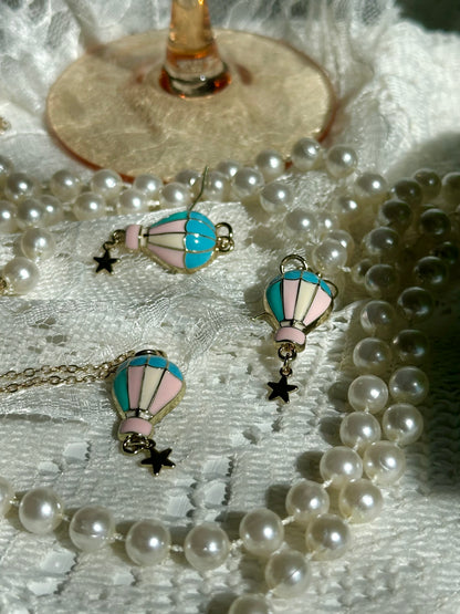 Pastel Hot Air Balloon Necklace & Earrings set