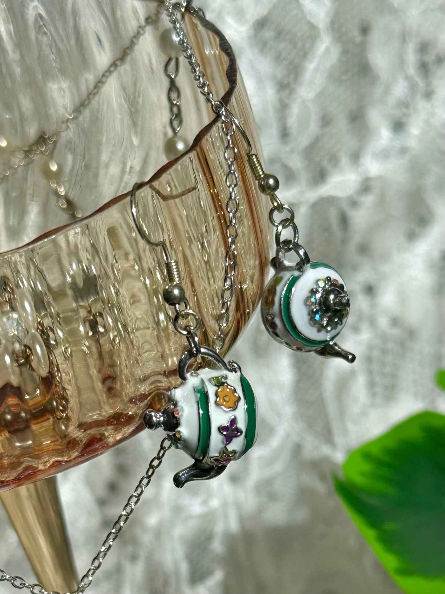 Tea Pot Necklace & Earrings set
