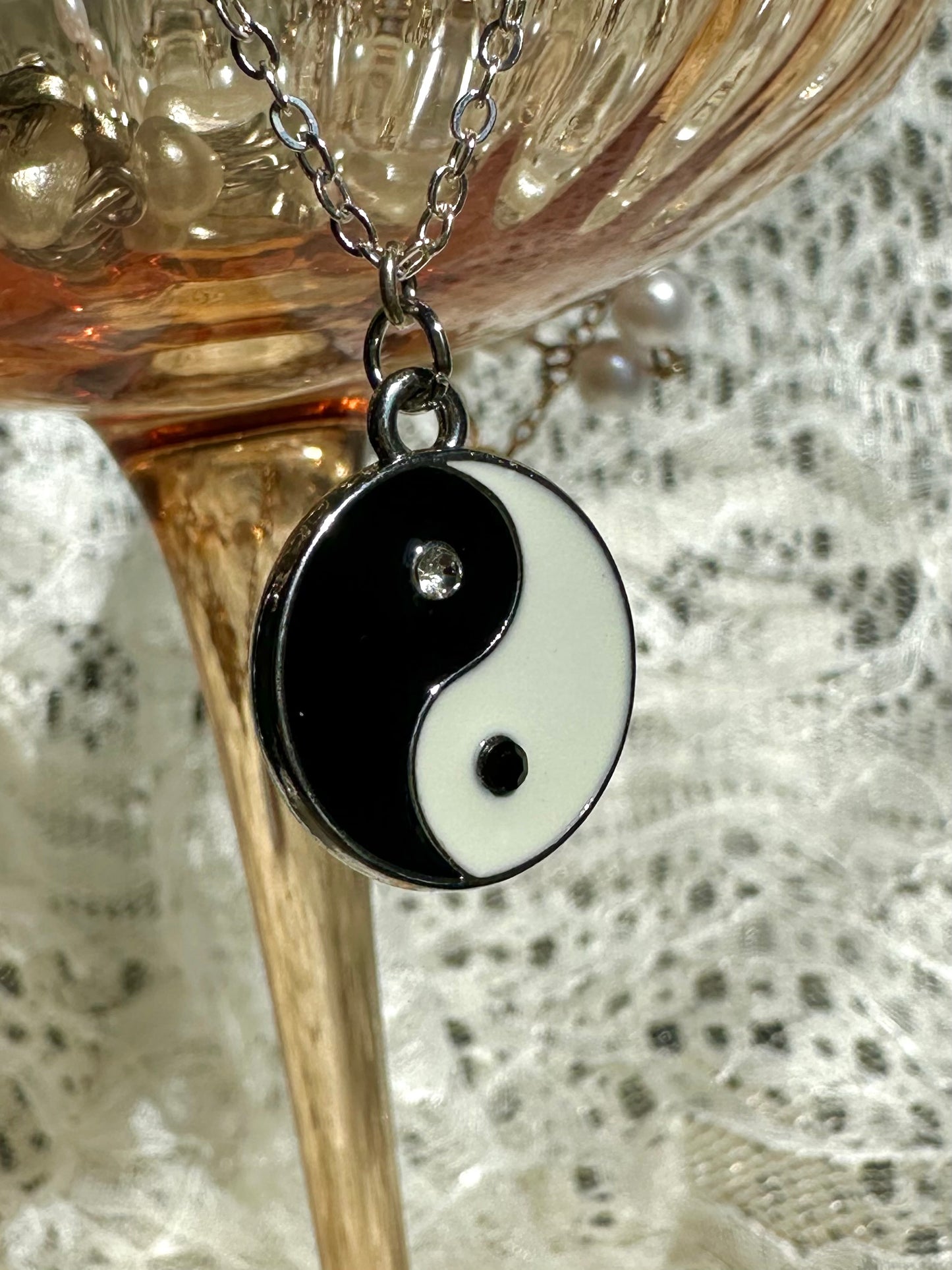 Silver Chain Yin Yang Necklace