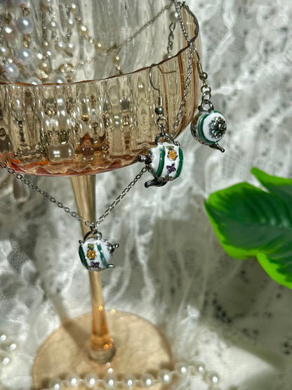 Tea Pot Necklace & Earrings set