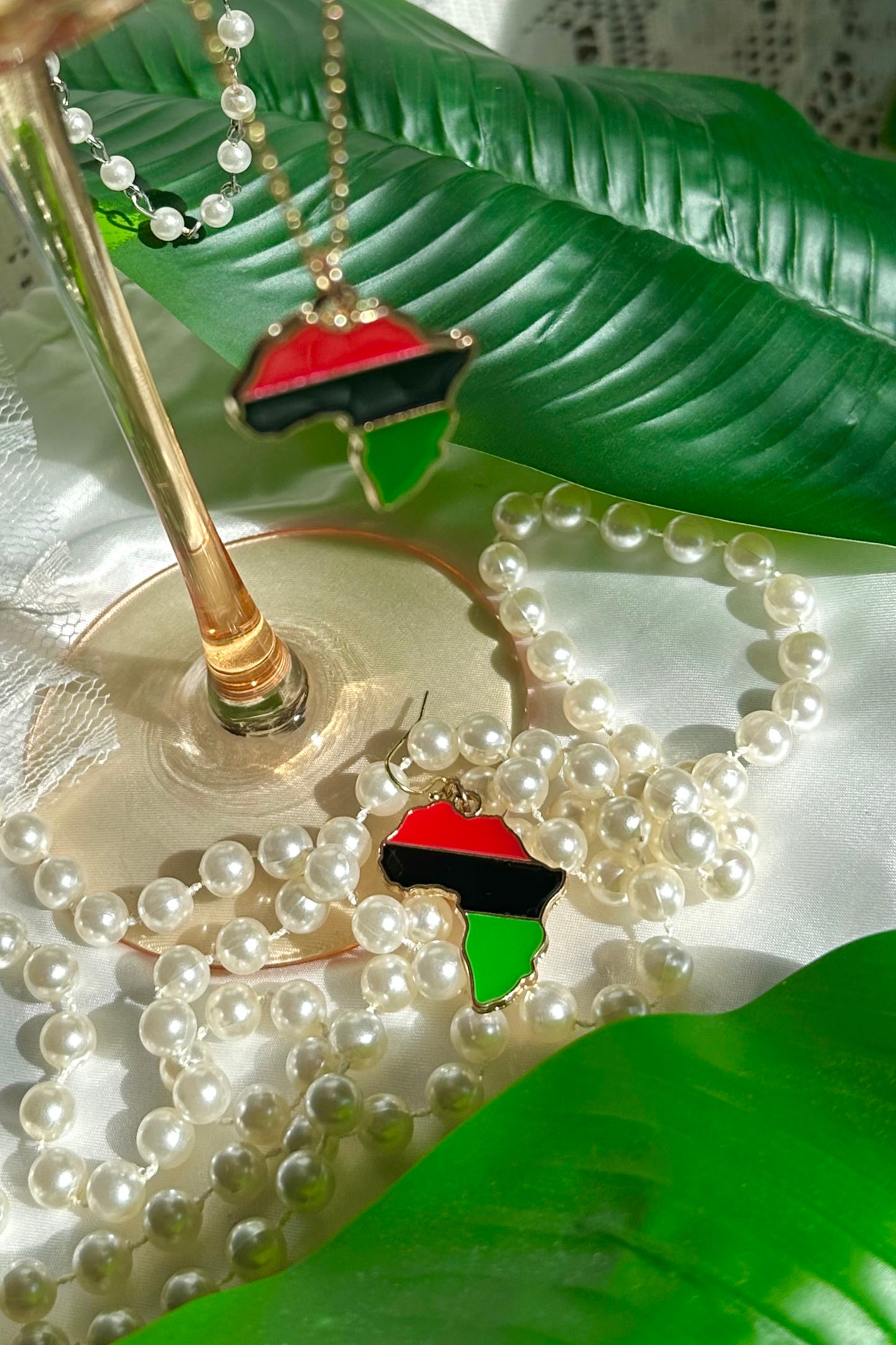Pan-African Flag Necklace & Earrings set