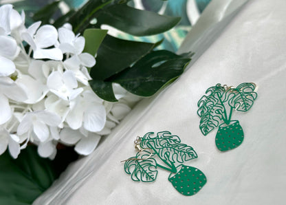 Monstera Plant Earrings