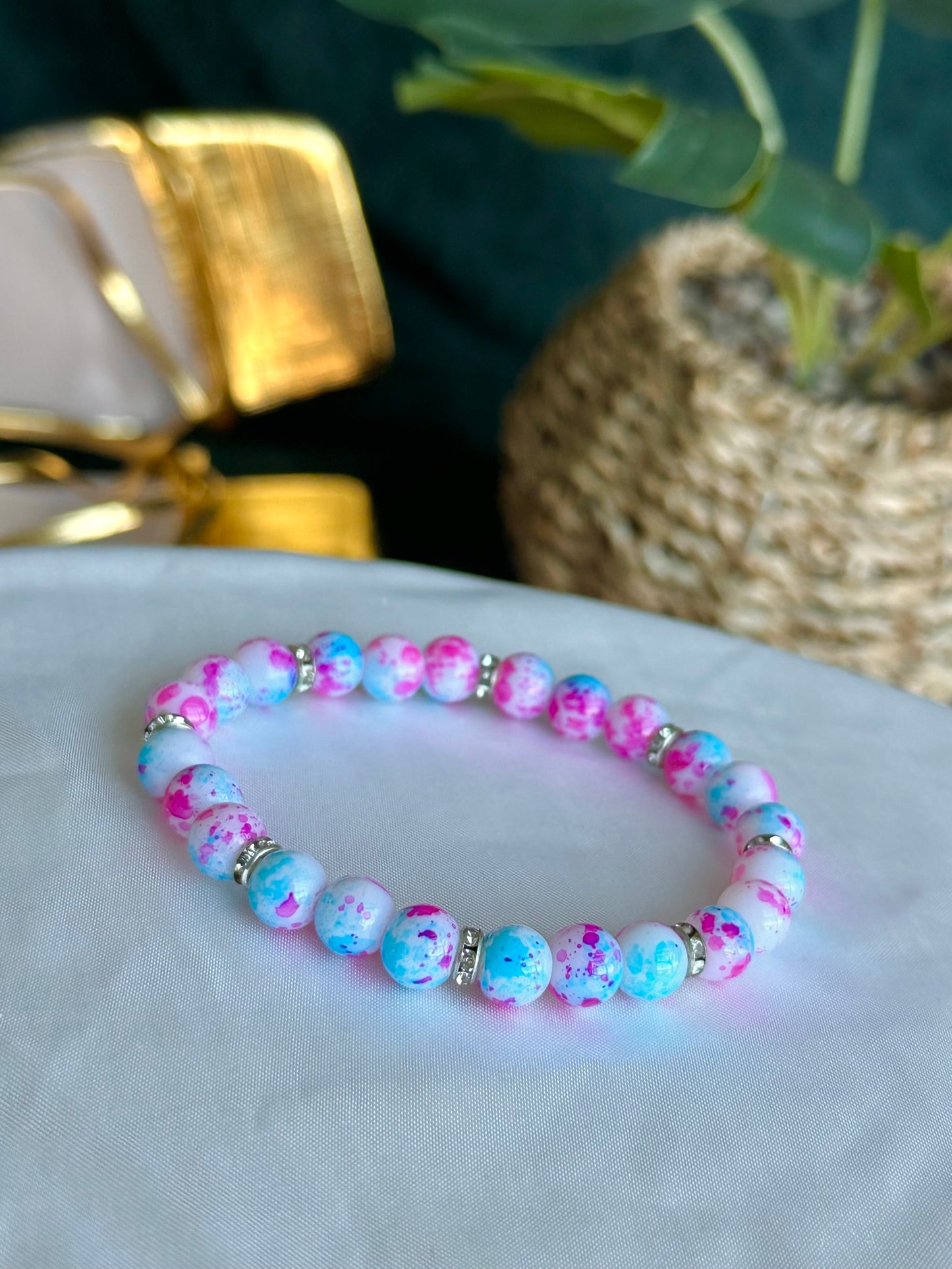 Pink/Blue Marbled Bracelets