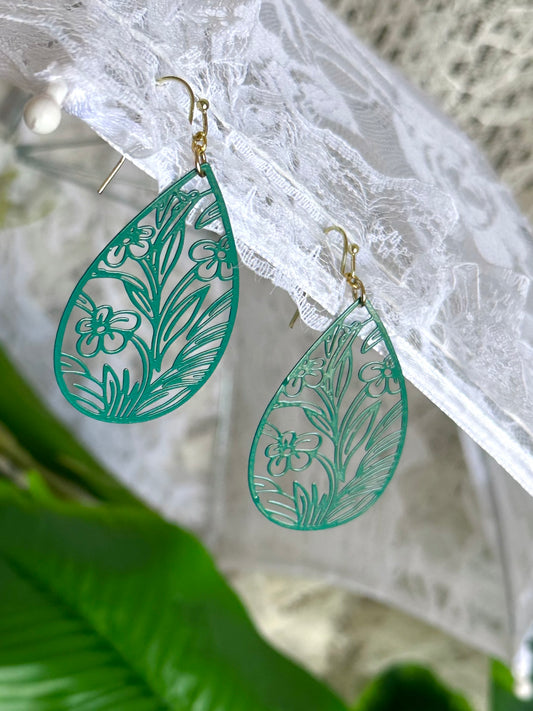 Green Flowers Earrings