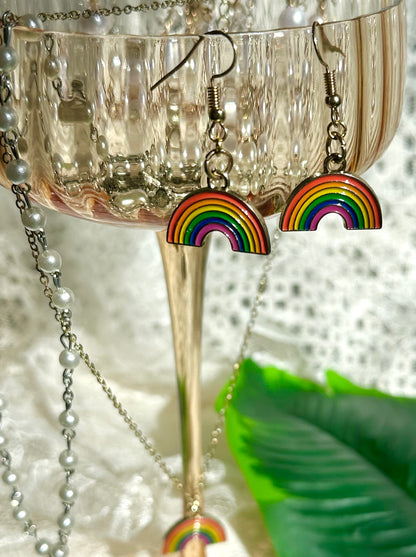 Rainbow Necklace & Earrings set (Reversible)