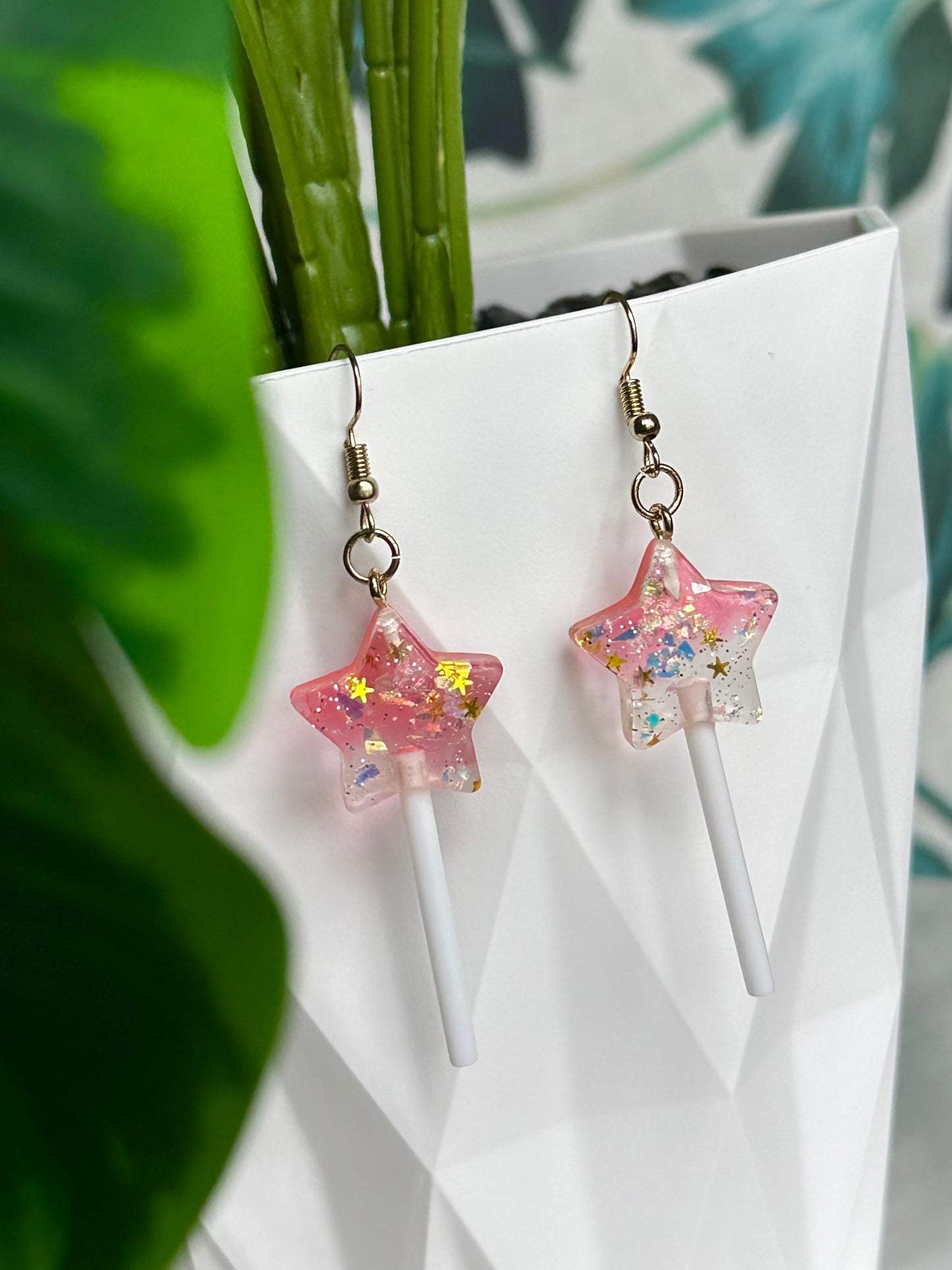Glittery Star Lollipops Earrings