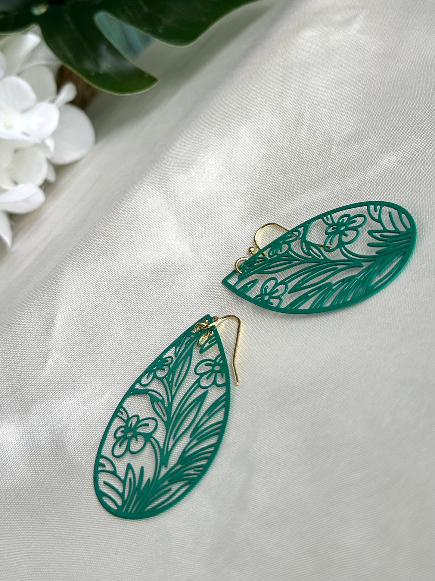 Green Flowers Earrings