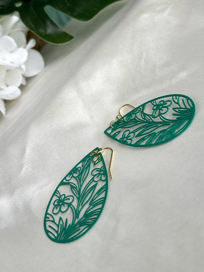 Green Flowers Earrings