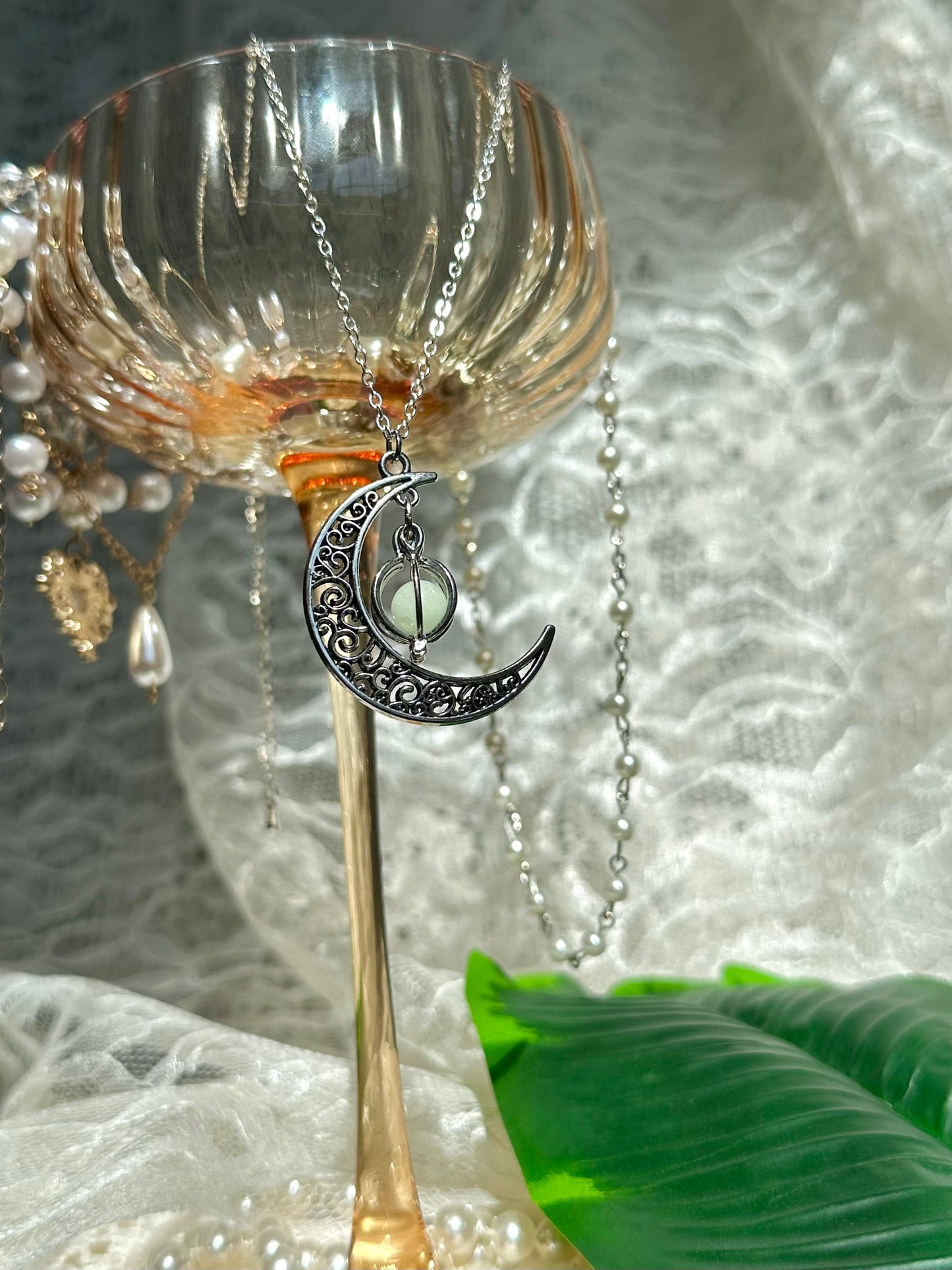 Crescent Moon Necklace (Glow in the dark!)