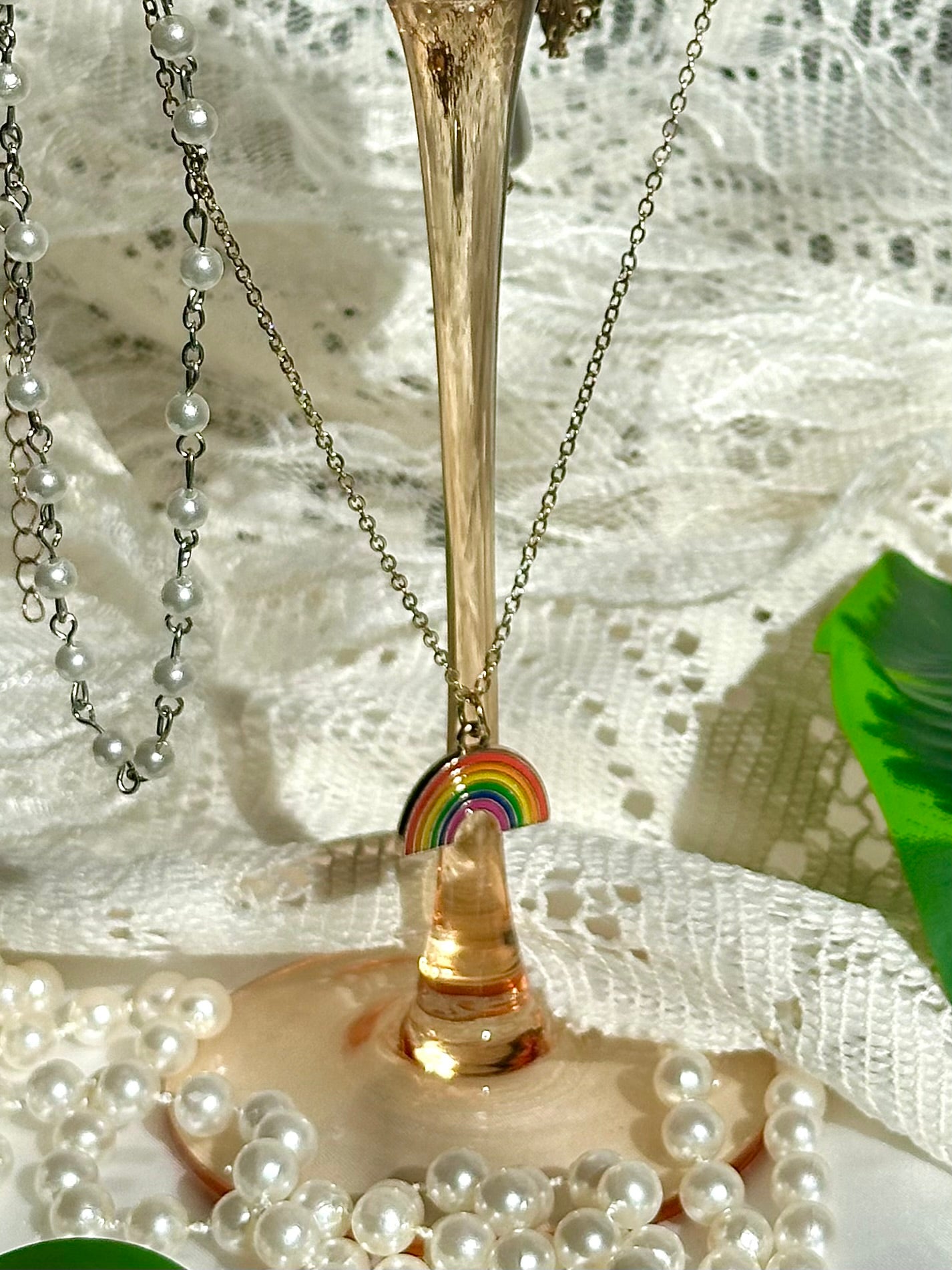 Rainbow Necklace & Earrings set (Reversible)