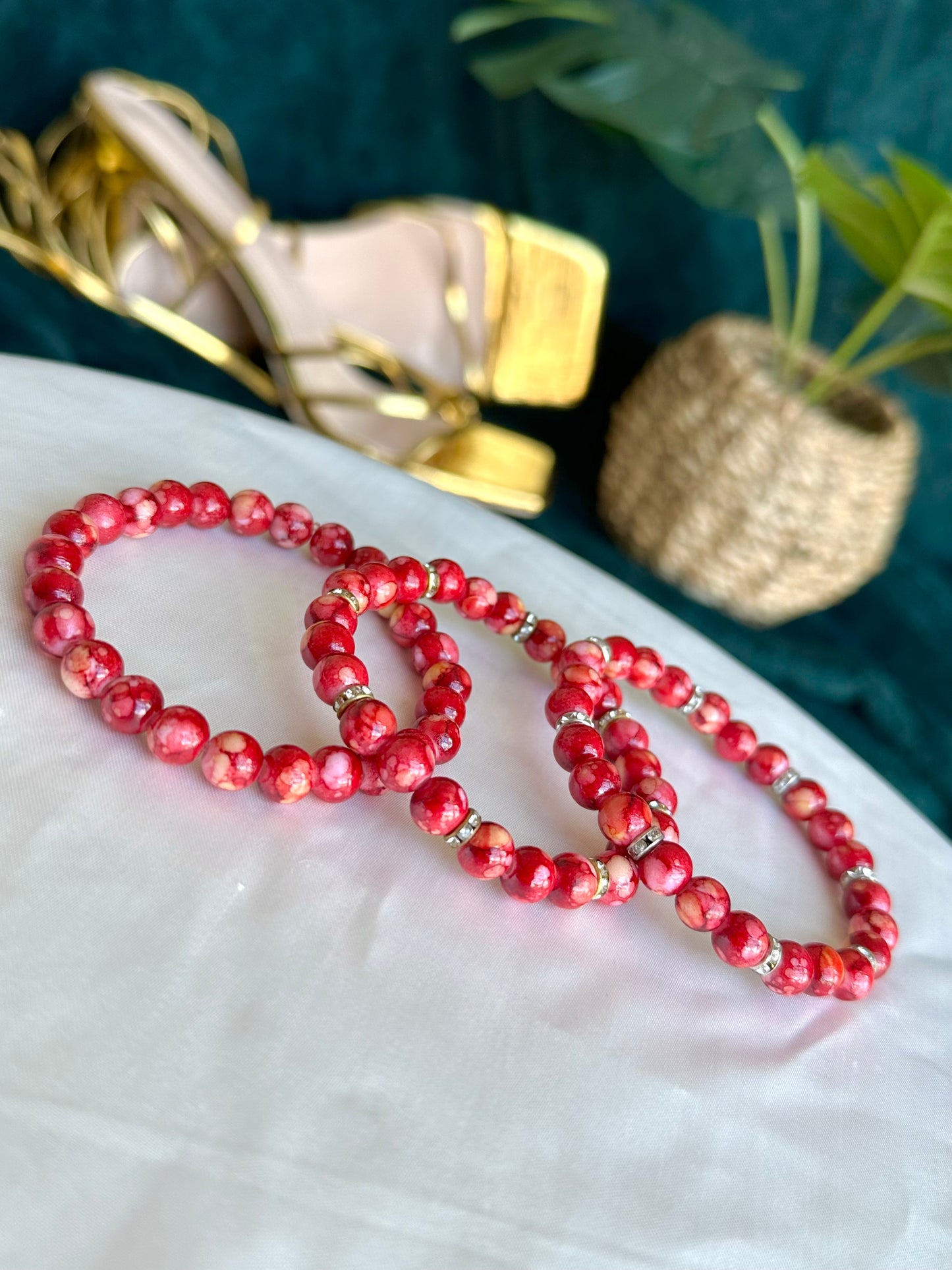 Red Marbled Bracelets