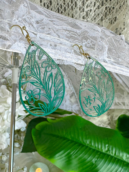 Green Flowers Earrings