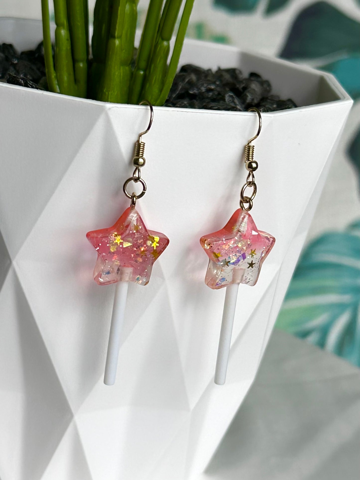 Glittery Star Lollipops Earrings