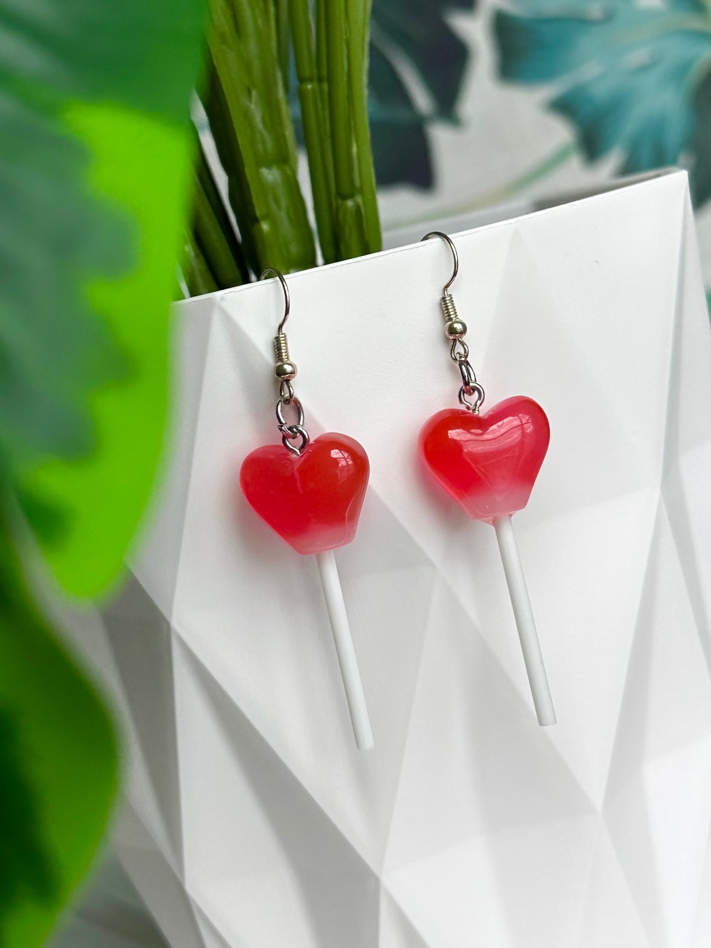 Red Heart Lollipops Earrings