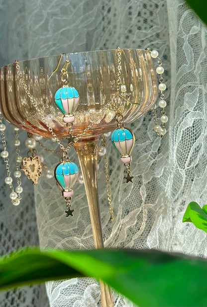 Pastel Hot Air Balloon Necklace & Earrings set