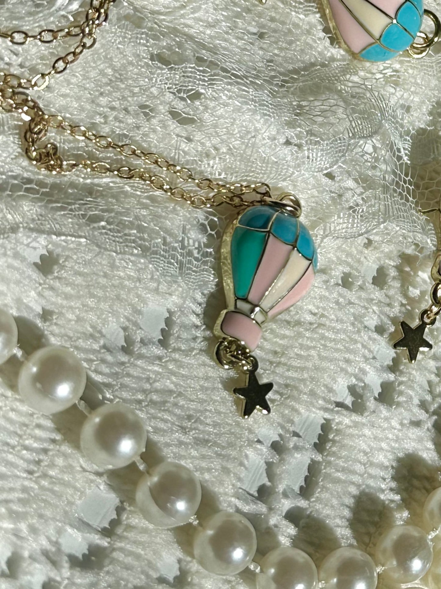 Pastel Hot Air Balloon Necklace & Earrings set